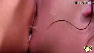 Brunette and blonde makeout leads to hot threesome anal sex