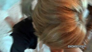 Blonde milf Jolene gets her face covered with cum in pov blowjob.