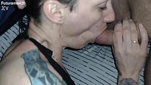 Sexy lingerie wife facefucked and swallows cum hard!