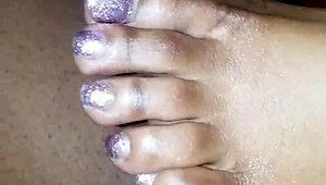 Toes Teasing Cock In Intense Footjob Action