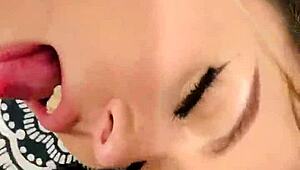 sexy latina takes facial from monster cock