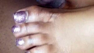 Toes Teasing Cock In Intense Footjob Action