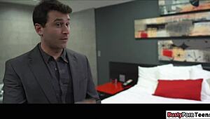 Sexy blonde babe gets clothes ripped and rammed in doggystyle by male stripper