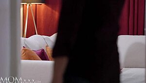 Megan Fiore, italian milf with big tits and ass, deepthroats and rides husband's big cock to orgasm.