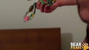 Blindfolded gay bear avi strider jerks off solo intensely