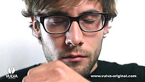 sexy horny naked woman sniffs pussy licks feet and panties in lingerie