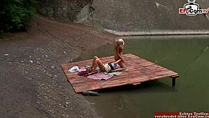 Lesbian passion between a petite brunette and a slender blonde