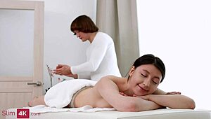 Cutie teen 18+ gets creampied after intense sex with skilled masseur