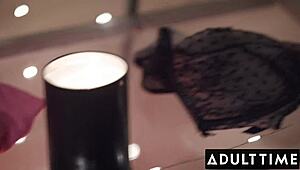 adult time - big tit blonde gabbie carter lets horny husband and wife tag-team her!