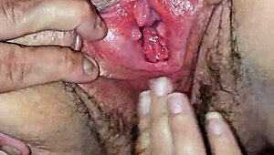 Playing with Her Pussy, Bent Over Showing Pink Inside