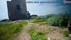 Tattooed slut with pierced pussy gets anal fucked outdoors