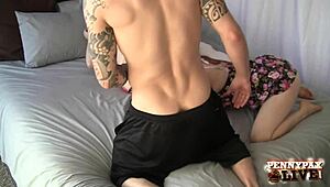 Penny and Lily fuck Alex backstage