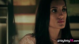 Watch this classy brunette babe finger her pussy in lingerie?