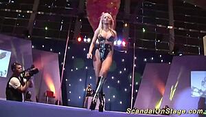 Stepmom strips bare on a public stage for all