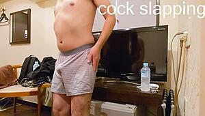 Brutal femdom OL punches M guy's penis over jeans till bleeding!