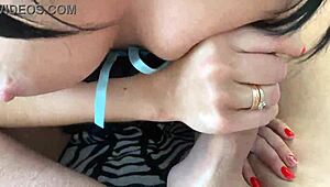 Jerk off and suck three cocks for cum in mouth