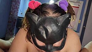 I eagerly perform oral sex on my partner, successfully collecting all his semen in my mouth