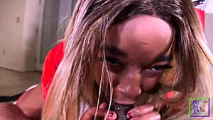 Nina Rivera drops down to give daddy sloppy head by the Christmas tree