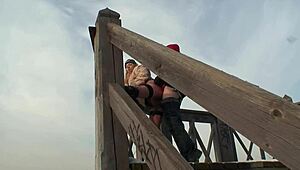 Blonde Bitch Gets Wild Fucked Outdoor in Shaved Pussy Scene