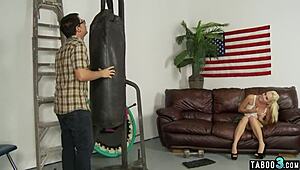 Stepbro's strength wets petite teen stepsister Ashley Stone's pussy.