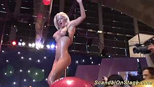 Stepmom strips bare on a public stage for all