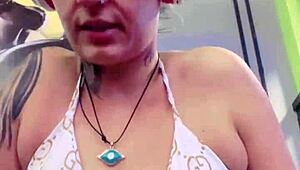 Wet In Gym, Natural Tits Drip With Delight Between Legs