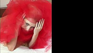 odette's red bed cavorting with petite 18+ pussy play and natural tits