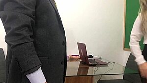 Blonde's Meeting With Director Turns Into Monster Cock Blowjob