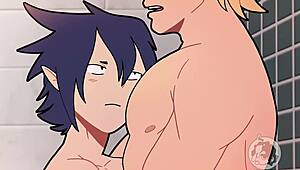 hot action in the gym showers with big cocks