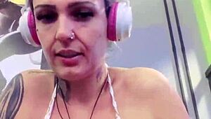 Wet In Gym, Natural Tits Drip With Delight Between Legs