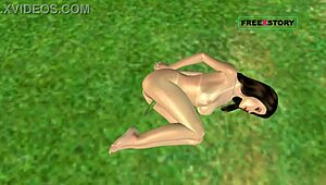 This 3D cartoon hentai with a cute girl masturbating is wild!