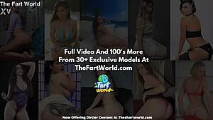 Emily farting up close in stripped tight leggings