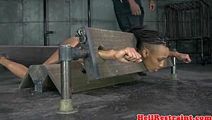 bound black sub toyed in yoke, punishin' hard man
