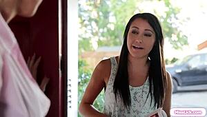 A busty middle-aged Latina receives a simultaneous double penetration from her curvaceous friend