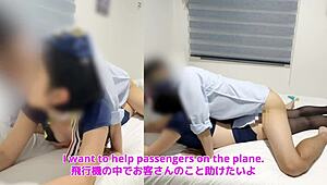 stewardess squirts during dirty talk sex with customer 😈