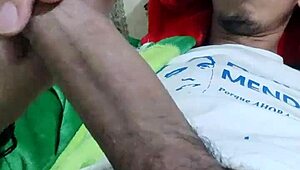 young guy with good cock masturbates excitedly