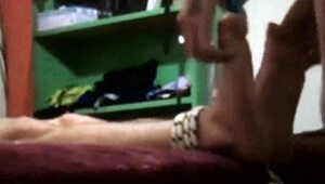 Wife Femdom Performs Homemade Falaka Bastinado on Bound Husband's Feet