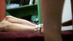 Wife Femdom Performs Homemade Falaka Bastinado on Bound Husband's Feet