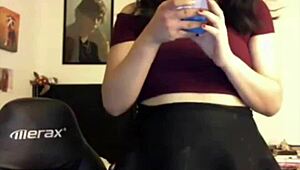 hot chubby tranny beats her meat and chills on webcam