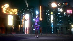 Bonnie from FNF performs a bonfie dance in 3D cartoon hentai style