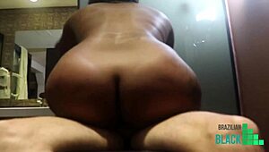 Nervous amateur fucks big-tits actress in interracial porn test