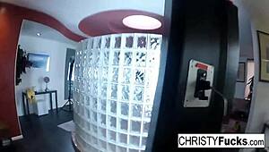 christy and dahlia enjoy big tits lesbian sex in hot shower with oral and ass play