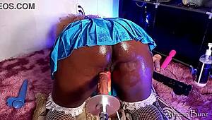 College slut, prepare your pussy with that machine because you're losing the bet to the BBC football team tonight!