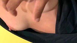 petite white girl enjoys her natural tits being slapped hard and whispers thank you