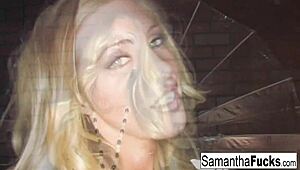 Samantha Teases With Her Big Tits And Blonde Hair