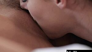 Stunning Lesbian in Lingerie Fingers Girlfriend's Ass and Pussy