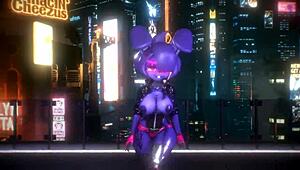 Bonnie from FNF performs a bonfie dance in 3D cartoon hentai style