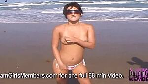 American college girls bare all on a Texas beach