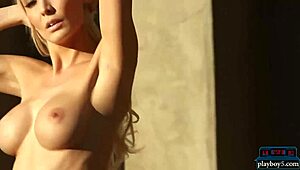 Blonde MILF's intriguing photoshoot striptease.