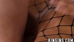 Damn, tied up stepmom just watches my girlfriend ride me hard!